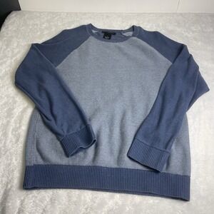 Banana Republic Men's M Pullover Blue Sweater 100% Cotton ColorBlock Shirt